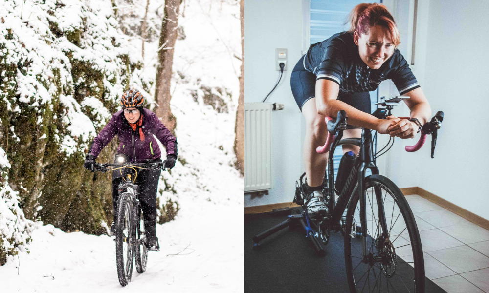Radfahren im Winter - Outdoor bei Schnee und Kälte oder Indoor auf dem Rollentrainer.