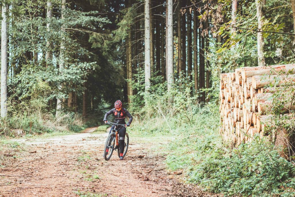 Mountainbike im Wald.